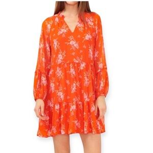 Vince Camuto Orange Floral Mini Dress